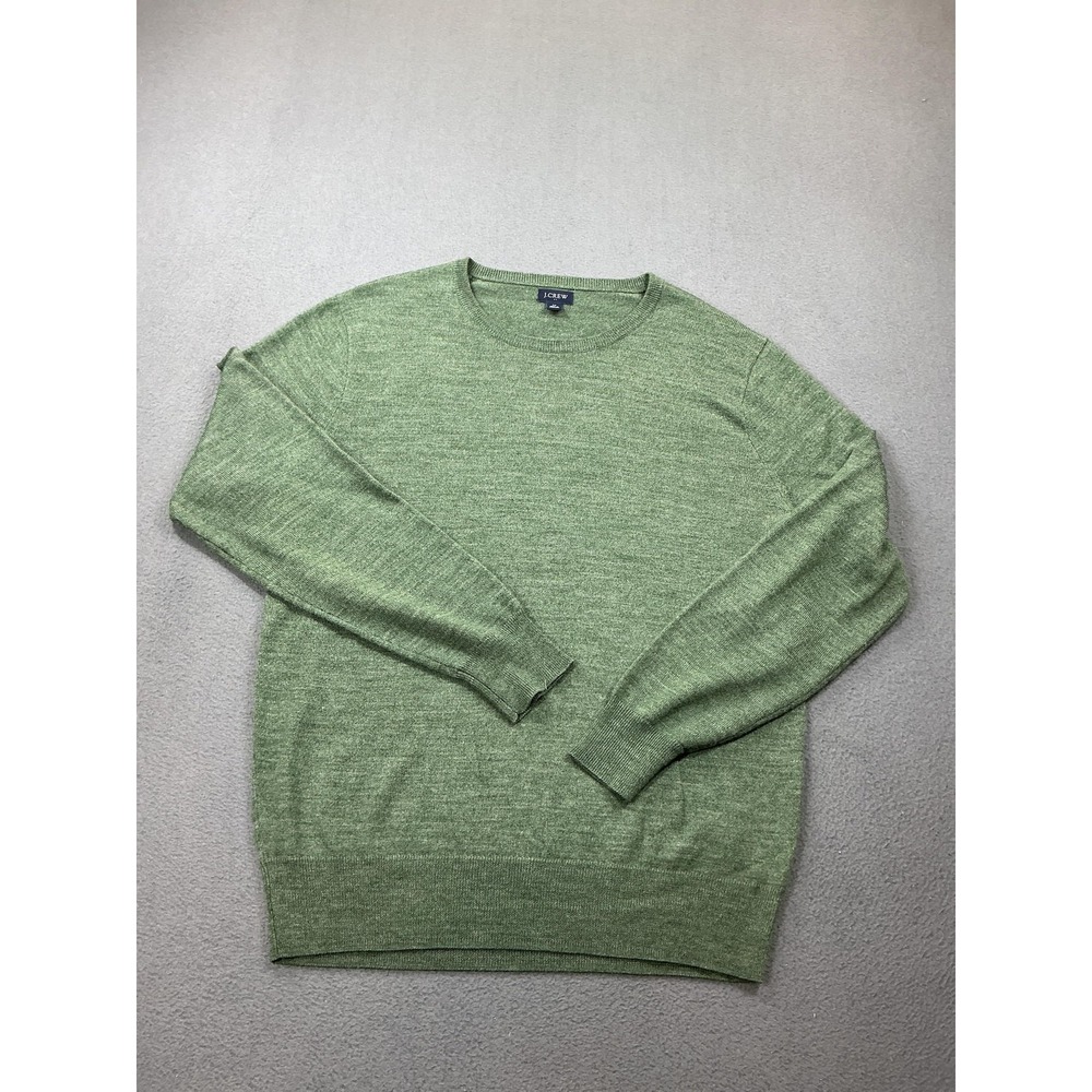 J.Crew Sweater Mens Medium Green Merino Wool‎ Acrylic Crewneck Pullover Knit